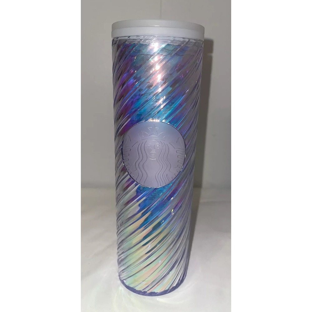 Starbucks 2022 Christmas Holiday White Iridescent Textured‎ Tumbler 16oz New